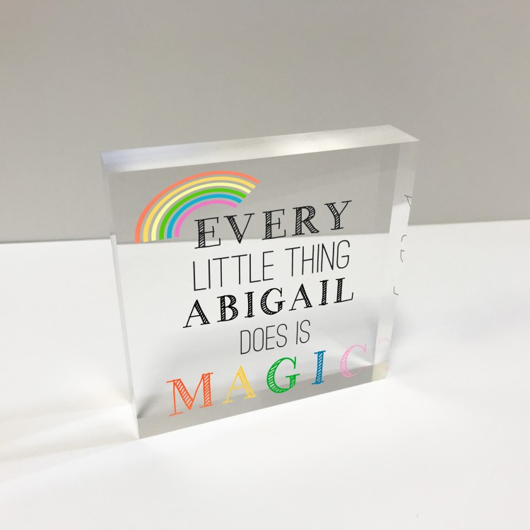 4x4 Acrylic Block Square Glass Token Personalised Magic